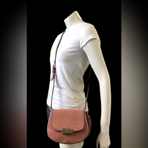 Kate Spade Somerset Adalise Suede & Pebbled Leather Crossbody Vintage Rose - Picture 3 of 14
